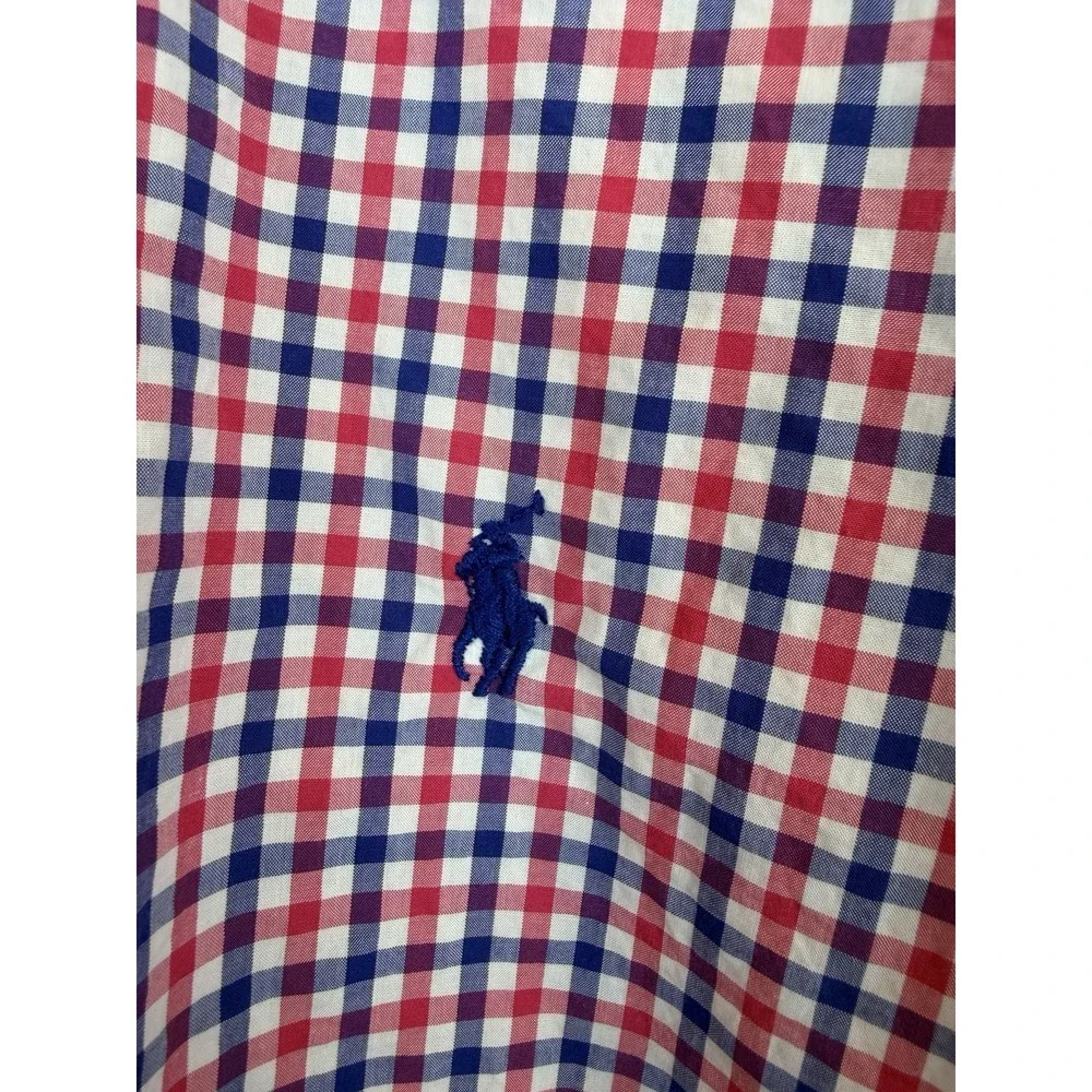 Polo Ralph Lauren Red White Blue Check Button Down Shirt 3XLT Tall Men Preppy